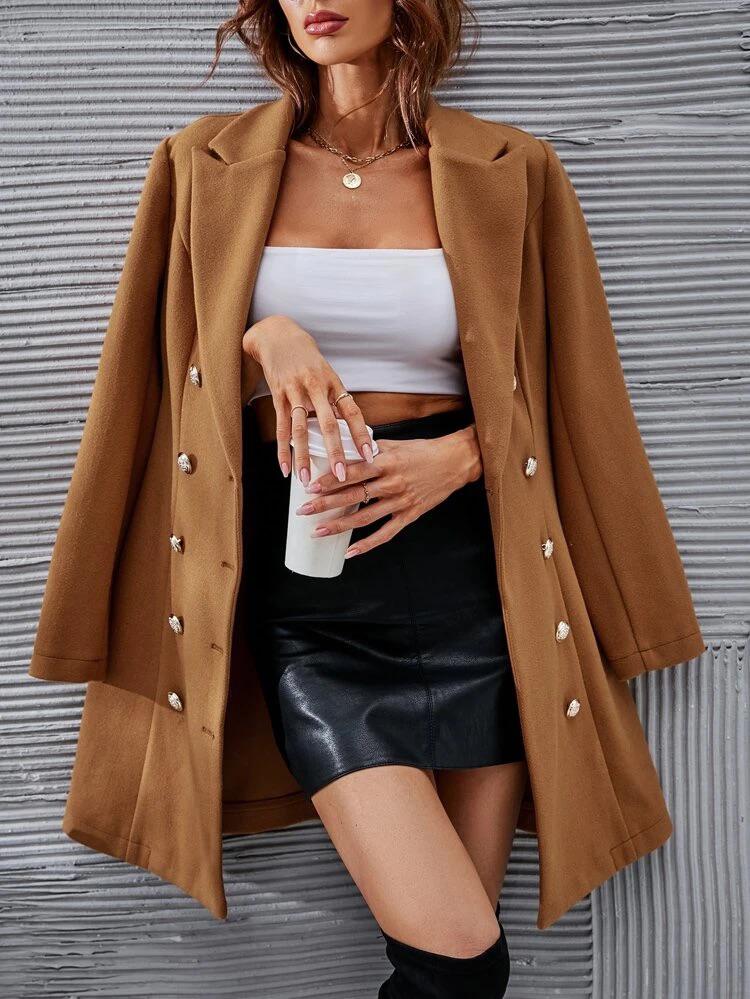 Double Breasted Lapel Collar Overcoat