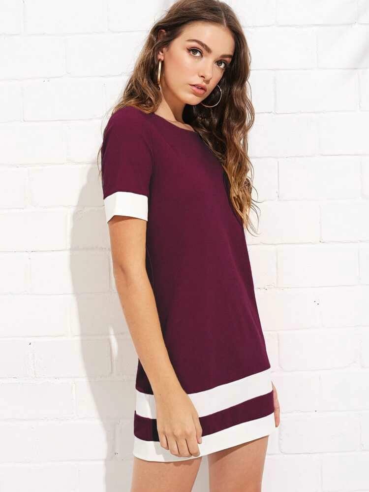 Color block strip shift dress freeshipping - Kendiee