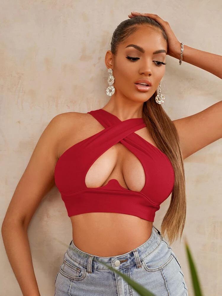 Crisscross Cutout Crop Top