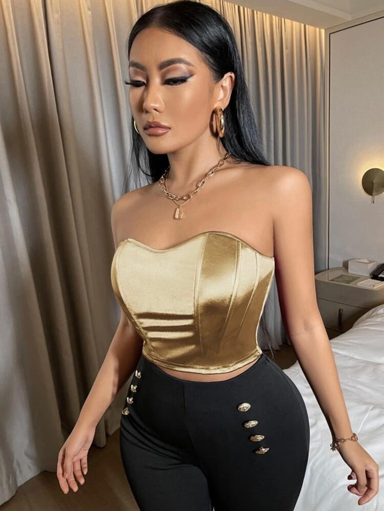 Satin Crop Bandeau Top