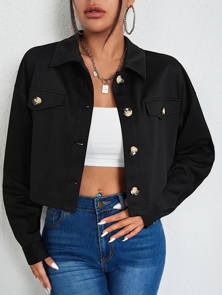 Drop Shoulder Flap Detail Jacket