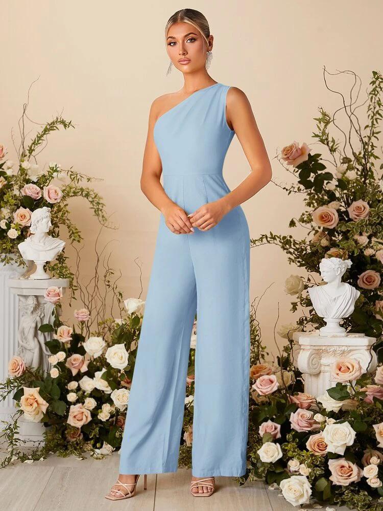 One Shoulder Wide Leg Jumpsuit