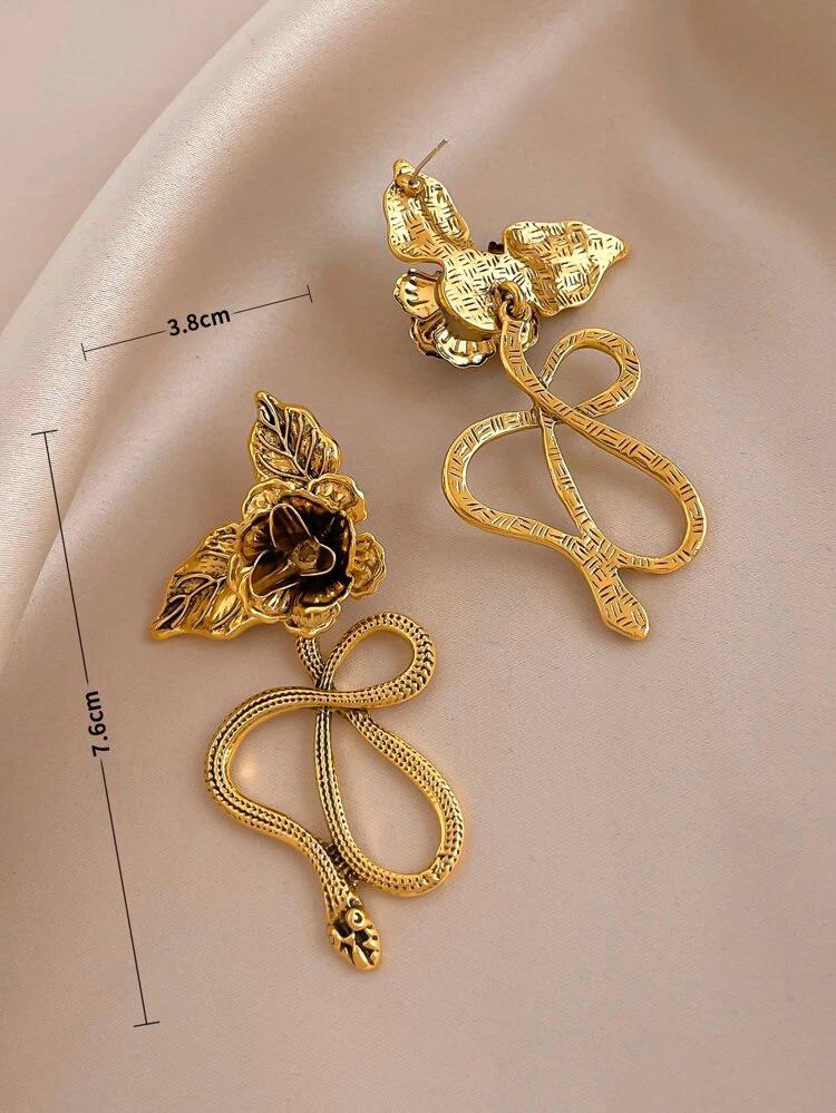 Snake & Flower Drop Earrings