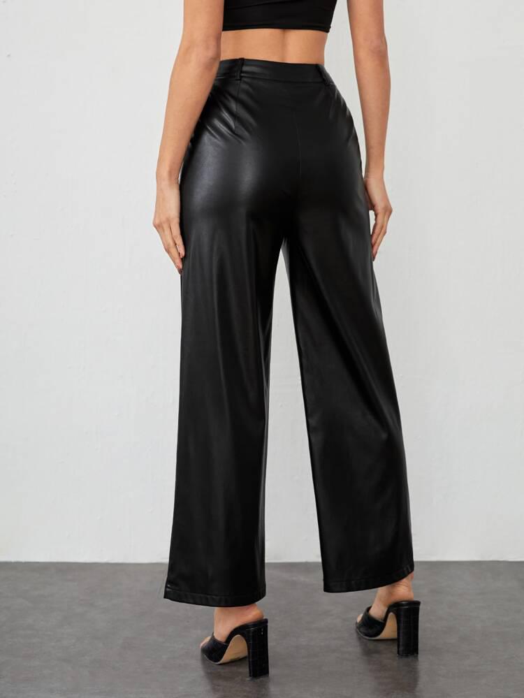 Wide Leg PU Leather Pants freeshipping - Kendiee