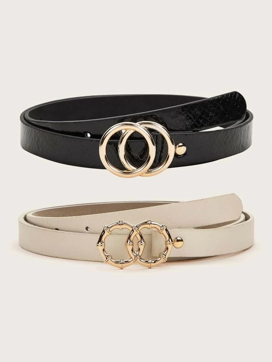 2pcs Double O-ring & Bamboo Buckle Belts freeshipping - Kendiee