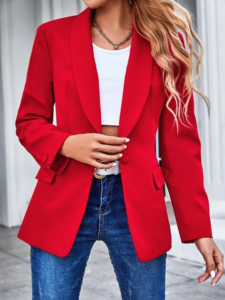 Shawl Collar Single Button Blazer