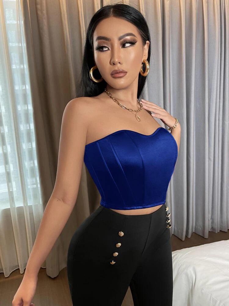 Satin Crop Bandeau Top