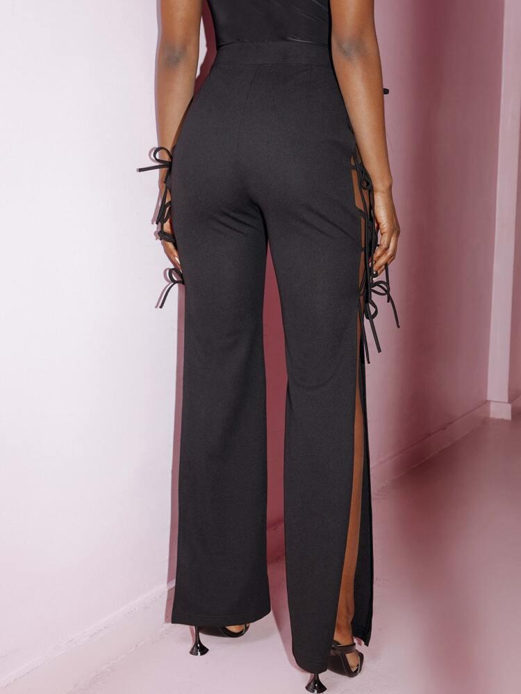 Tied Split Thigh Side Pants freeshipping - Kendiee