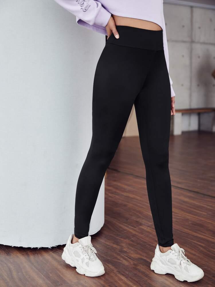 Letter Graphic Wideband Waist Leggings freeshipping - Kendiee