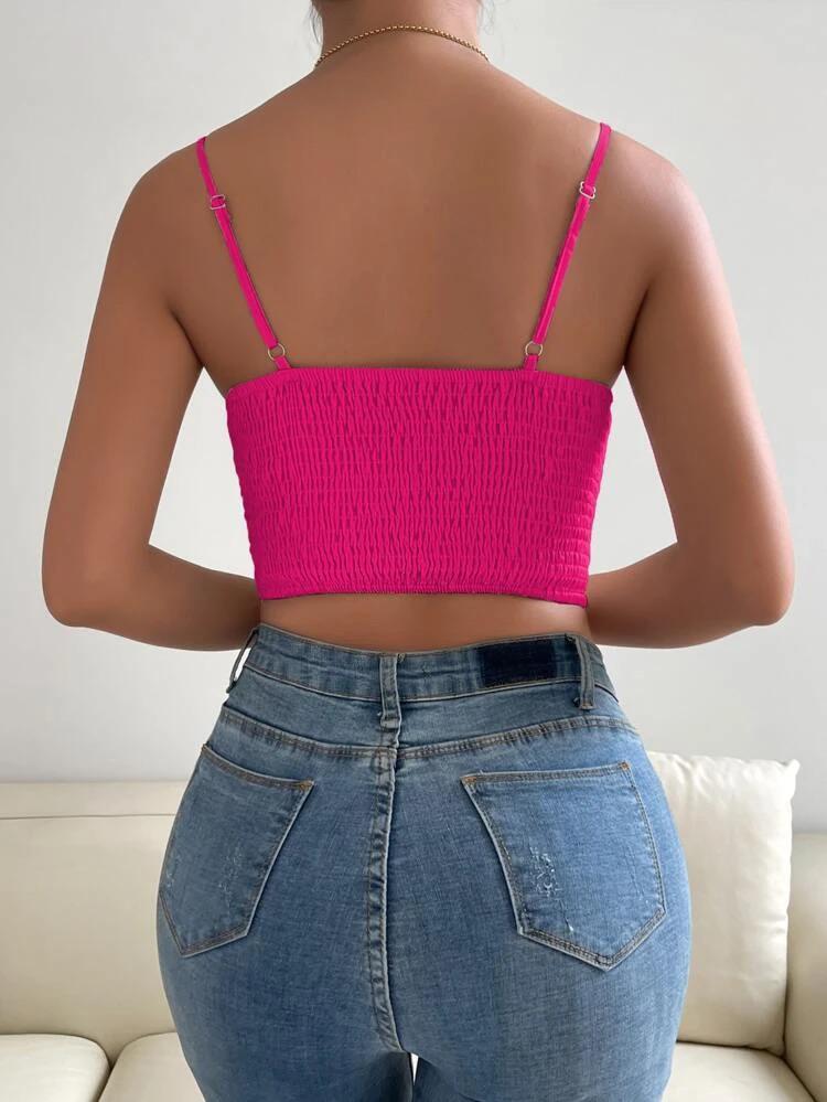 Solid Asymmetrical Hem Crop Cami Top