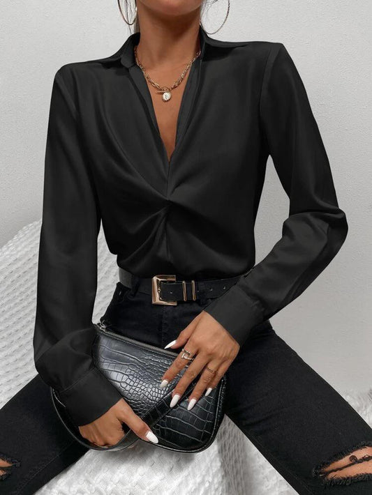 Solid Twist Front Blouse