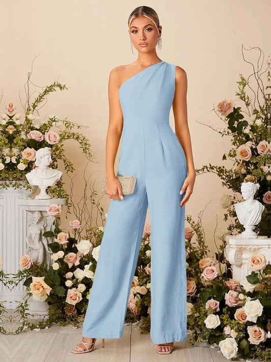 One Shoulder Wide Leg Jumpsuit