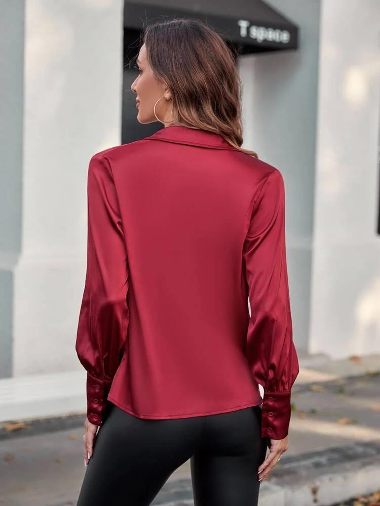 Drape Neck Solid Blouse