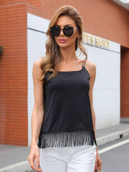 Fringe Trim Cami Top freeshipping - Kendiee