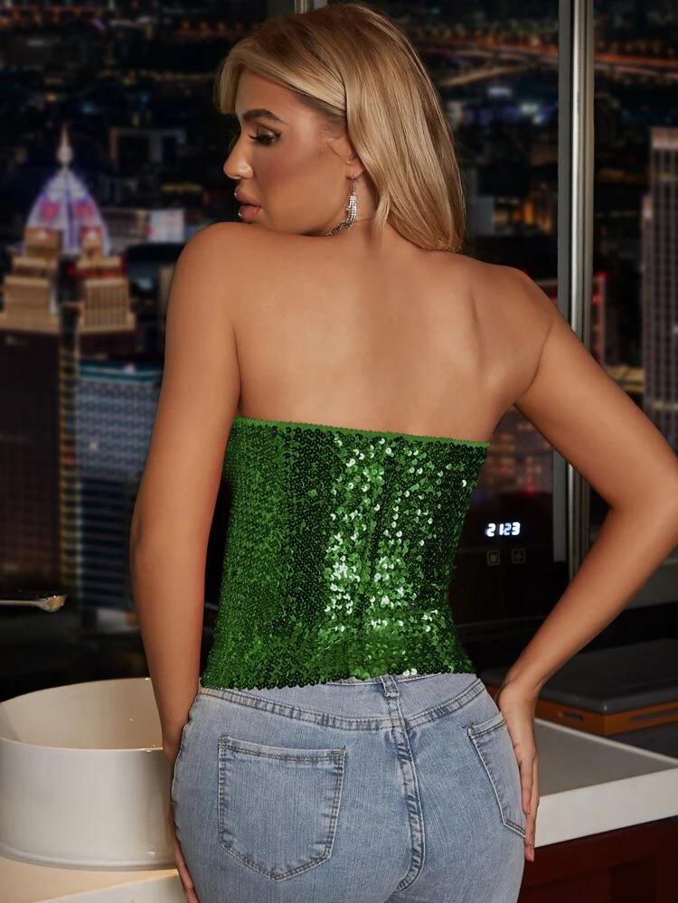 Solid Sequin Tube Top