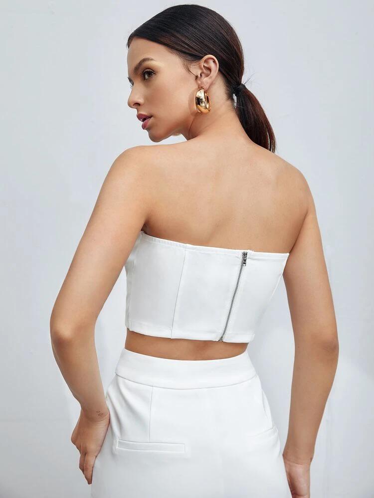 Zip Back Crop Tube Top