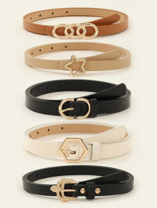 5pcs Set Multi Color PU Leather Belt