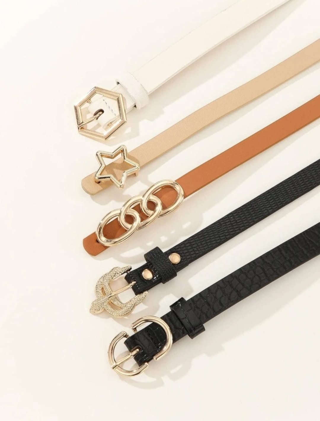 5pcs Set Multi Color PU Leather Belt