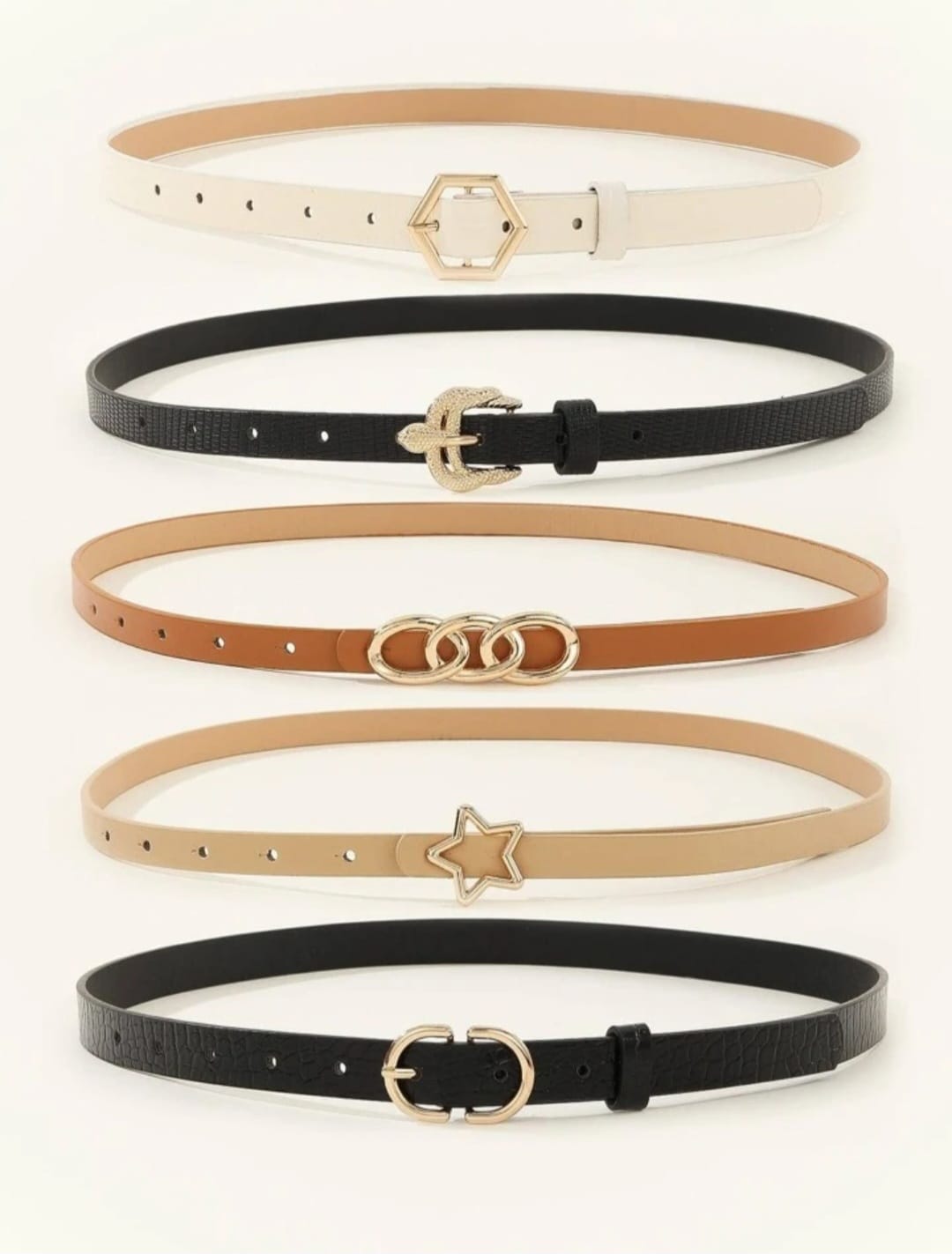 5pcs Set Multi Color PU Leather Belt