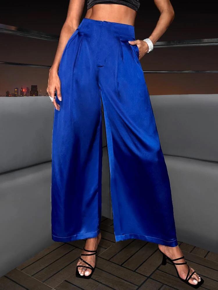 Satin Wide Leg Suit Pants