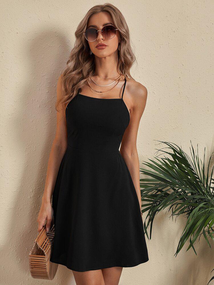 Backless Crisscross Cami Dress freeshipping - Kendiee