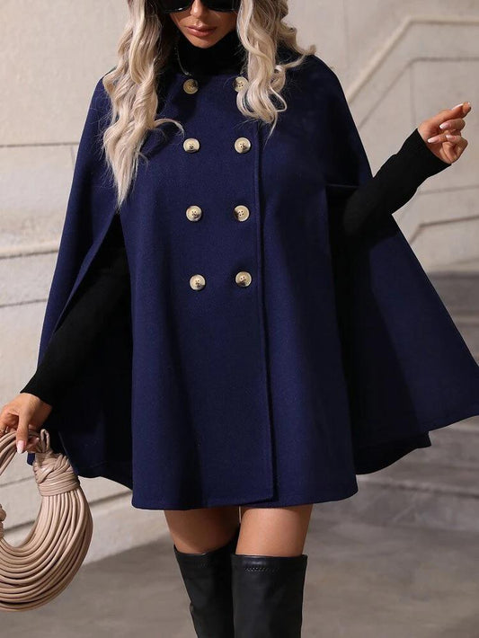 Double Breasted Cloak Sleeve Cape Overcoat