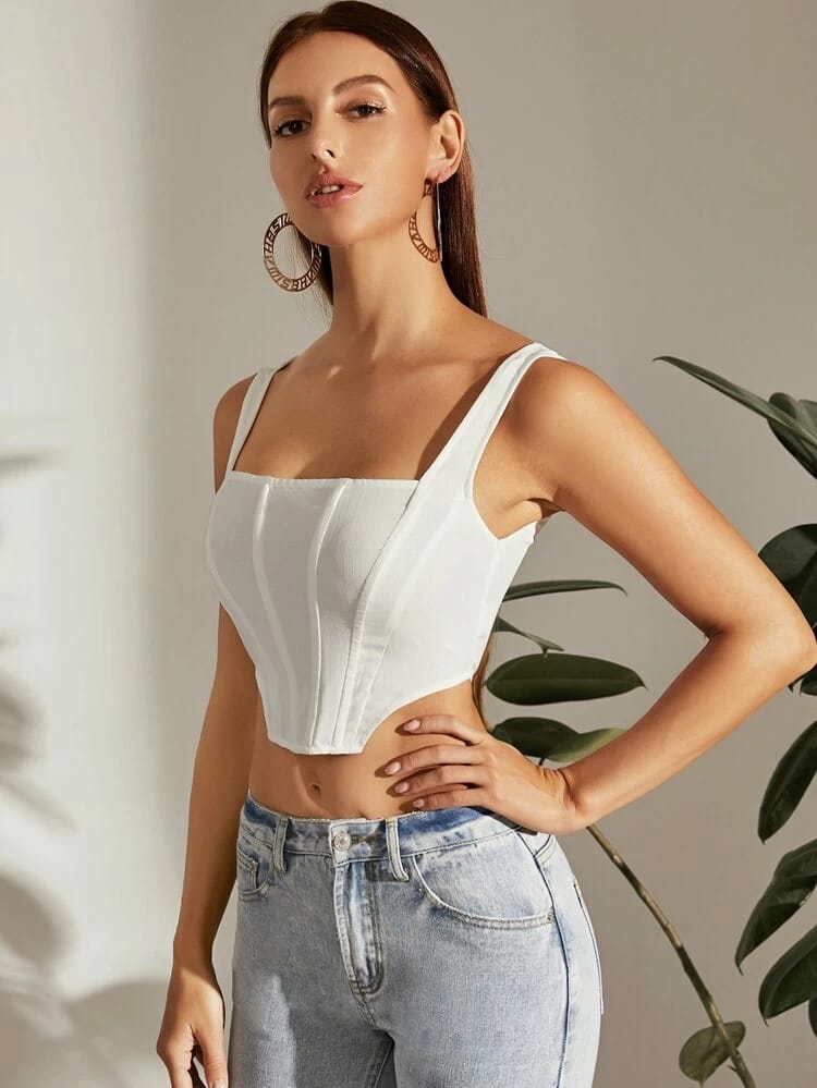 Zip Back Asymmetrical Hem Tank Crop Top freeshipping - Kendiee