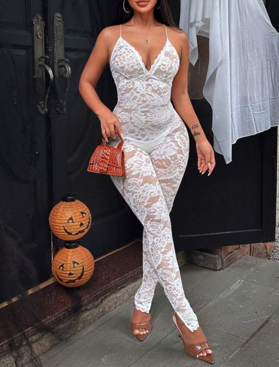 Solid Color Spaghetti Strap Backless Sexy Jumpsuit