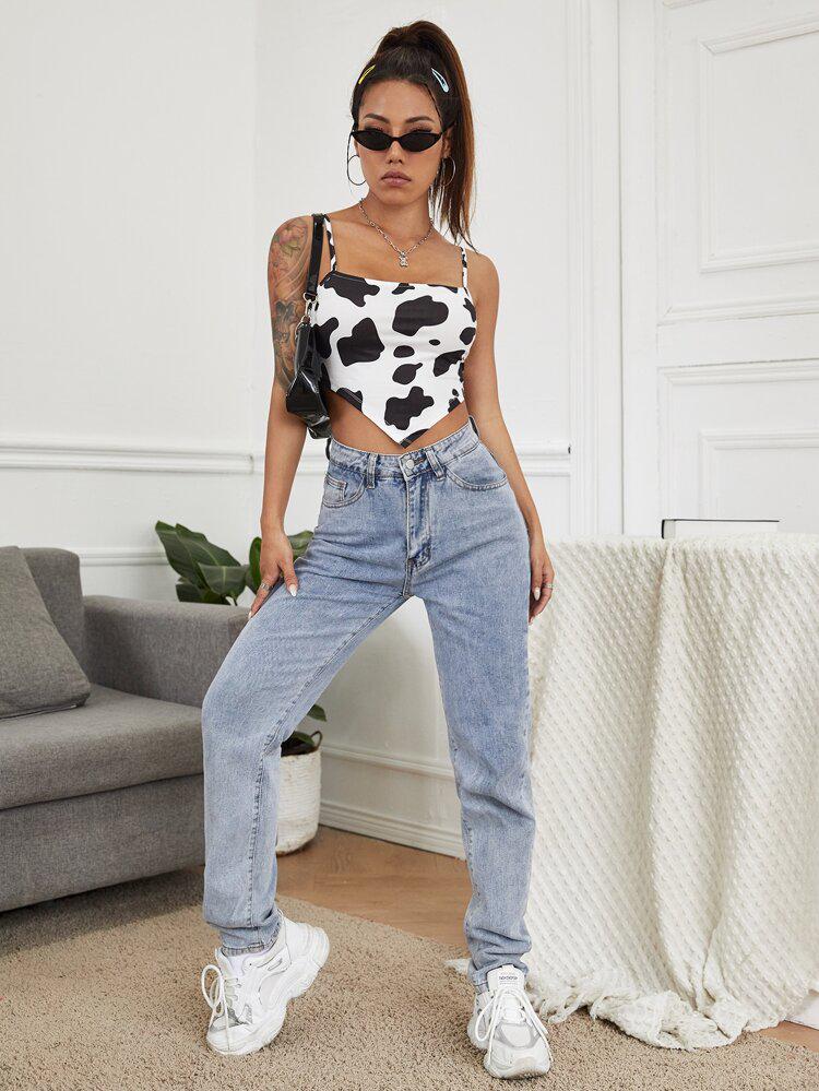 Cow Print Bandana Cami Top freeshipping - Kendiee