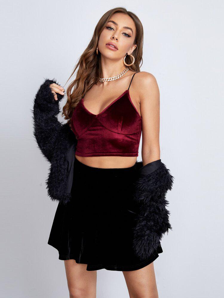 Velvet Bustier Cami Top freeshipping - Kendiee