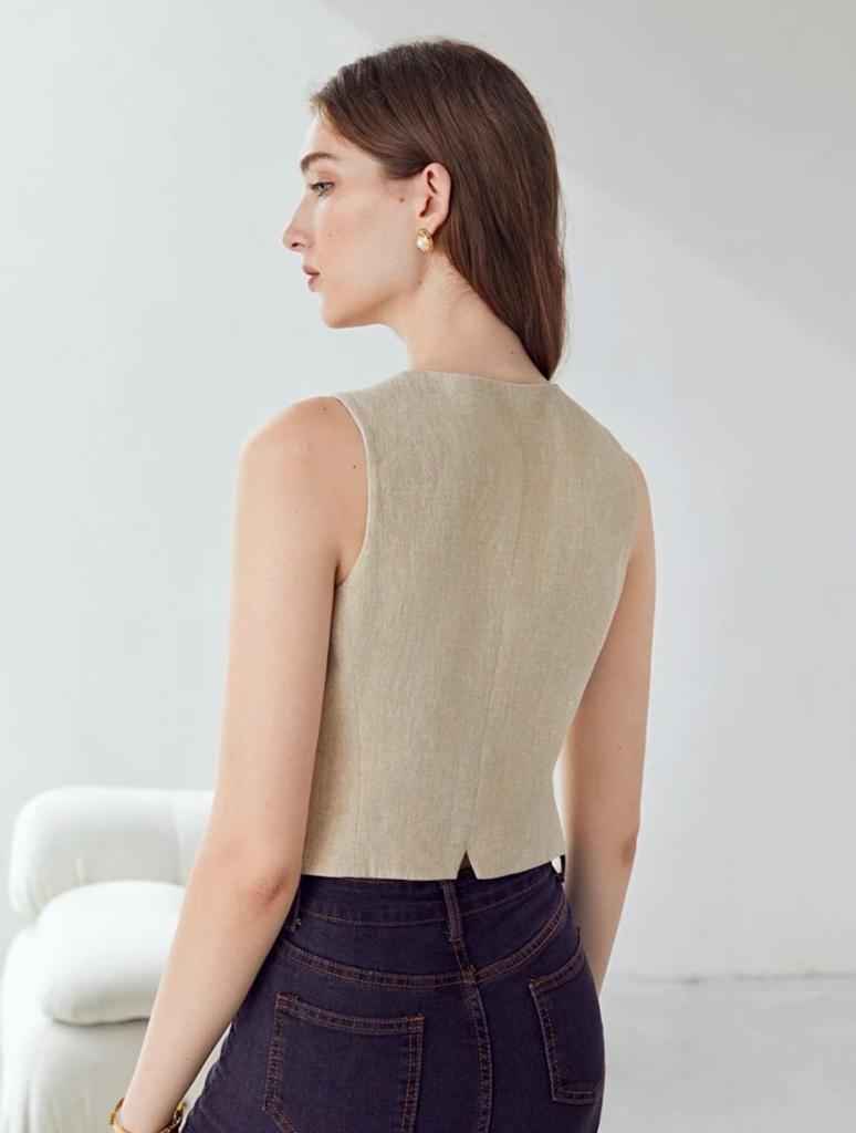 Linen Single Breasted Waistcoat