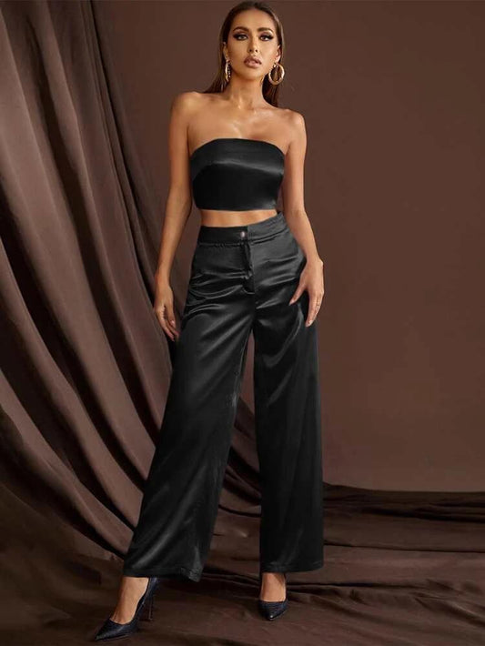 Solid Satin Pant & Tube Top