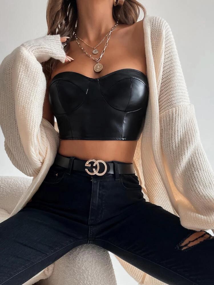 Solid Bustier Crop Tube Top freeshipping - Kendiee