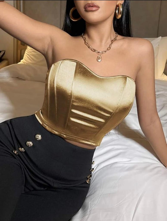 Satin Crop Bandeau Top