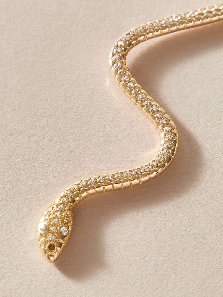 1pc Rhinestone Decor Snake Design Ear Wrap