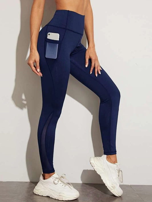 Band Waist Sports Leggings With Phone Pocket freeshipping - Kendiee