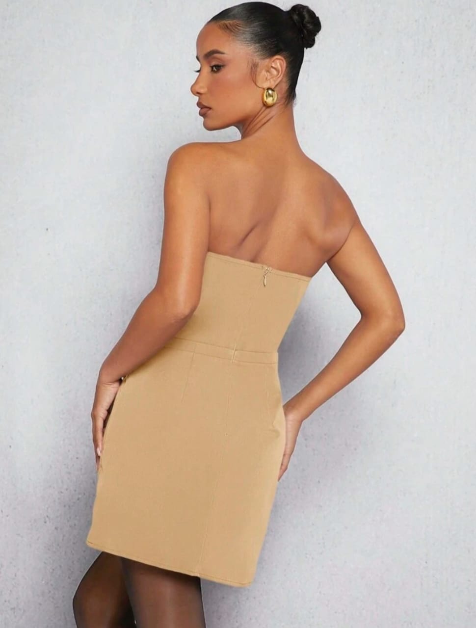 Bustier Flap Pocket Wrap Hem Dress