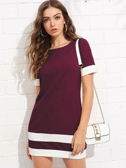 Color block strip shift dress freeshipping - Kendiee