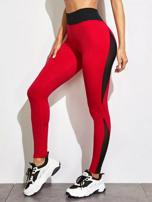 Contrast Panel Sports Leggings freeshipping - Kendiee