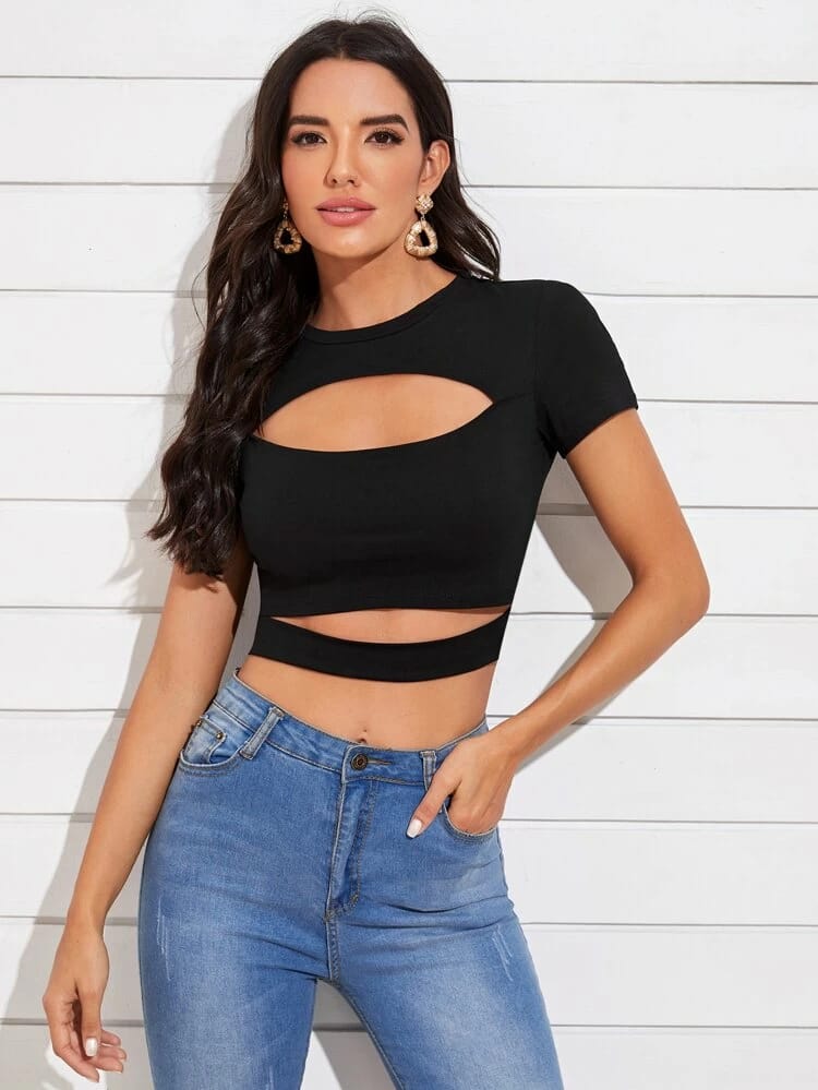 Cut Out Front Crop Top