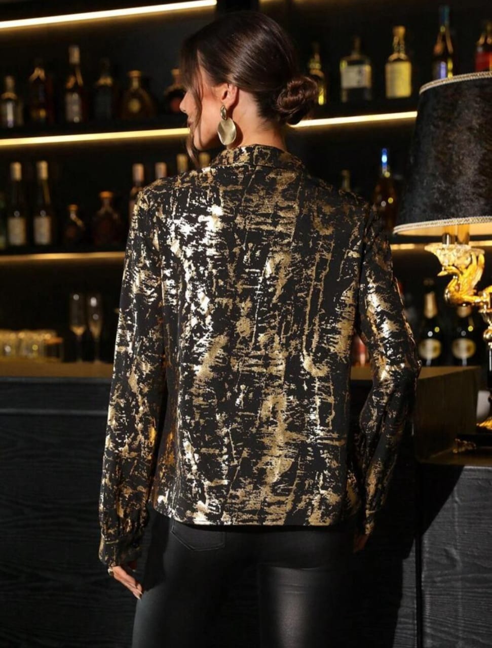 Gold Stamping Long Sleeve Shirt