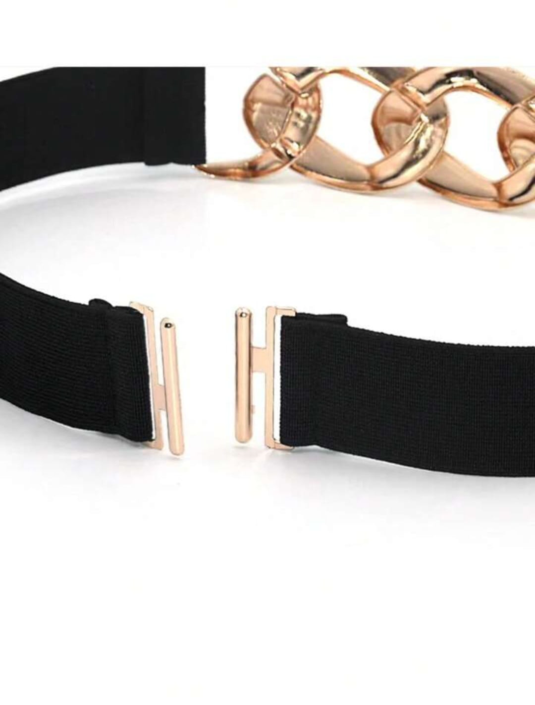 Metal Chain Buckle Elastic Waist Belt