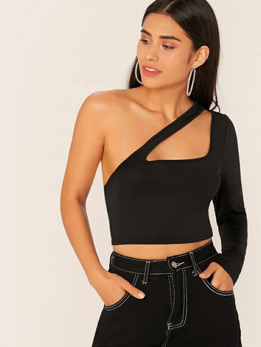 One shoulder crop top freeshipping - Kendiee