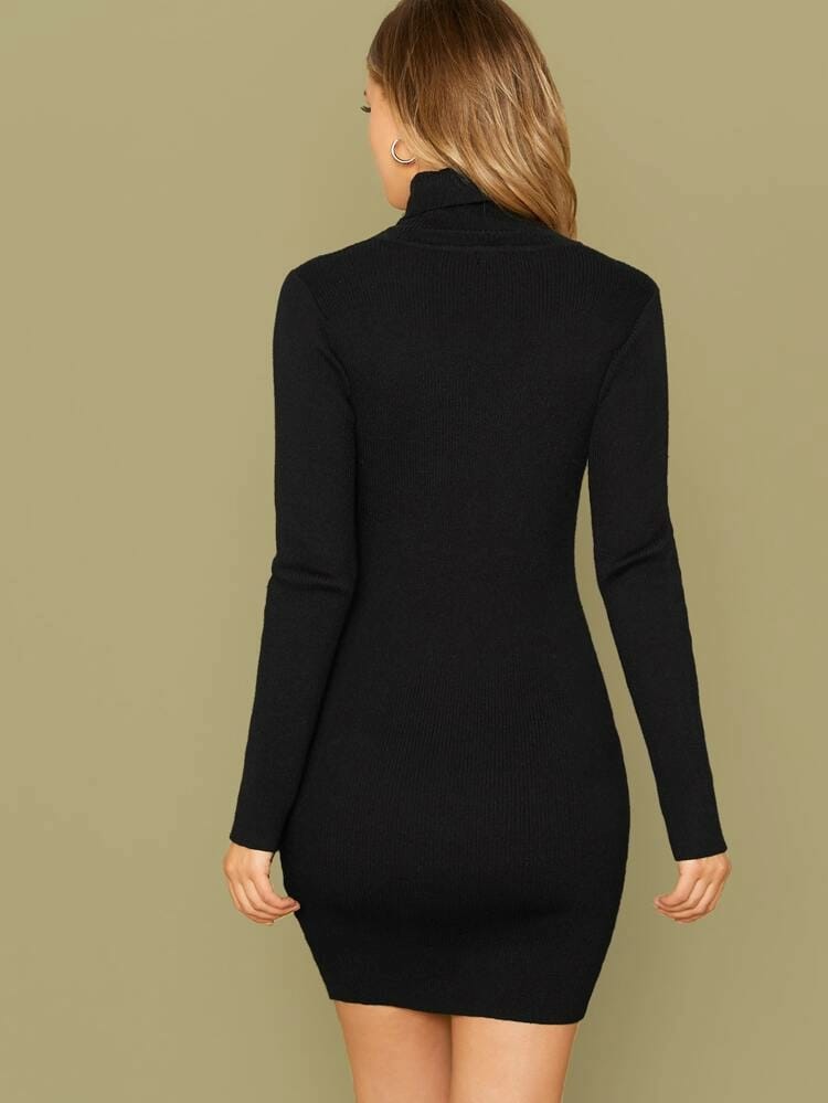 Solid Slim Dress Without Necklace freeshipping - Kendiee