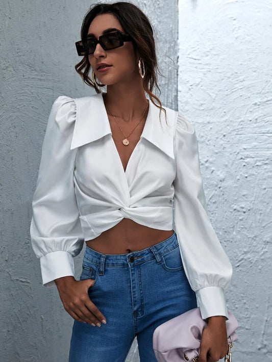 Twist Front Tie Back Crop Top freeshipping - Kendiee