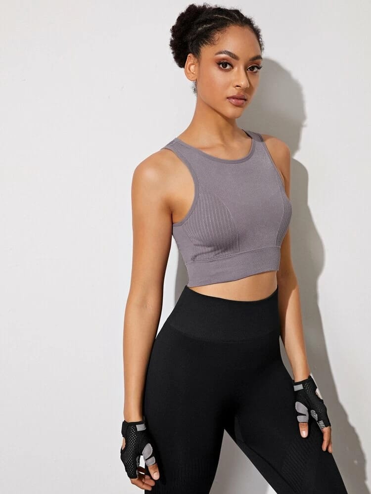 Solid Hollow Out Sports Bra freeshipping - Kendiee