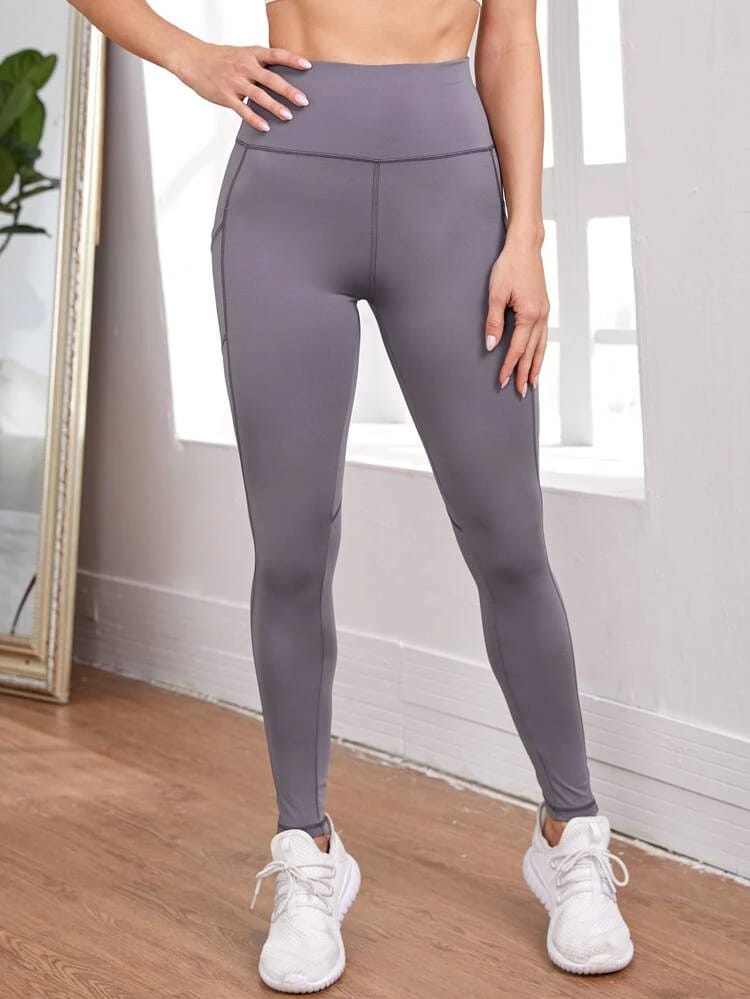 Topstitching Sports Leggings With Phone Pocket freeshipping - Kendiee