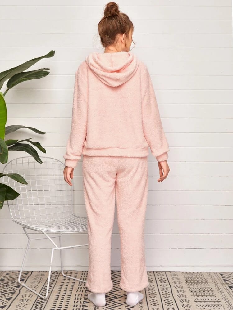 Solid Kangaroo Pocket Pajama Set freeshipping - Kendiee