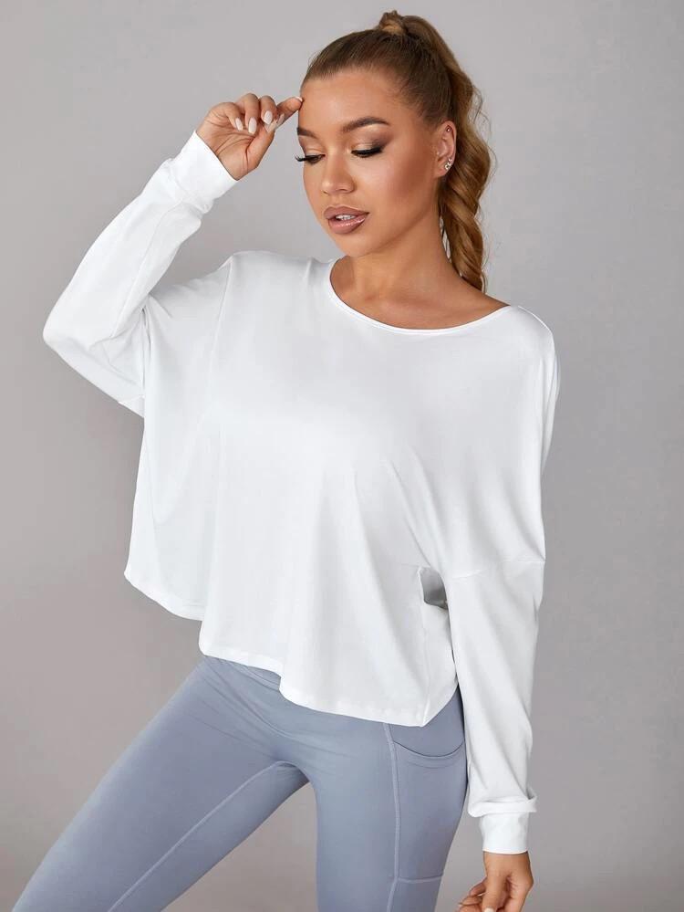 Solid Twist Back Knot Front Sports Tee