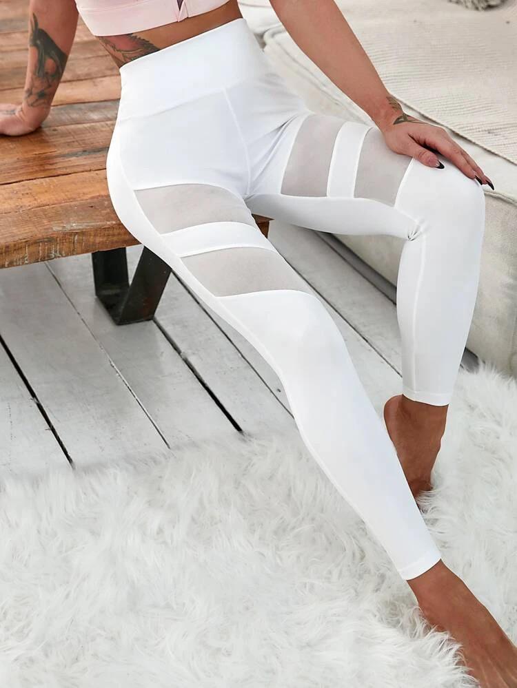 Contrast Mesh High Waist Sports Leggings